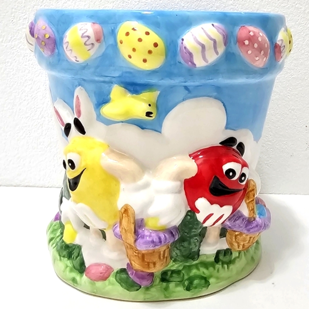 Vintage MARS M&Ms Easter Egg Hunt Collectible Ceramic Pot